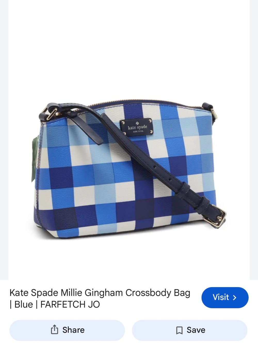 kate spade Blue Gingham Millie Crossbody with Wallet